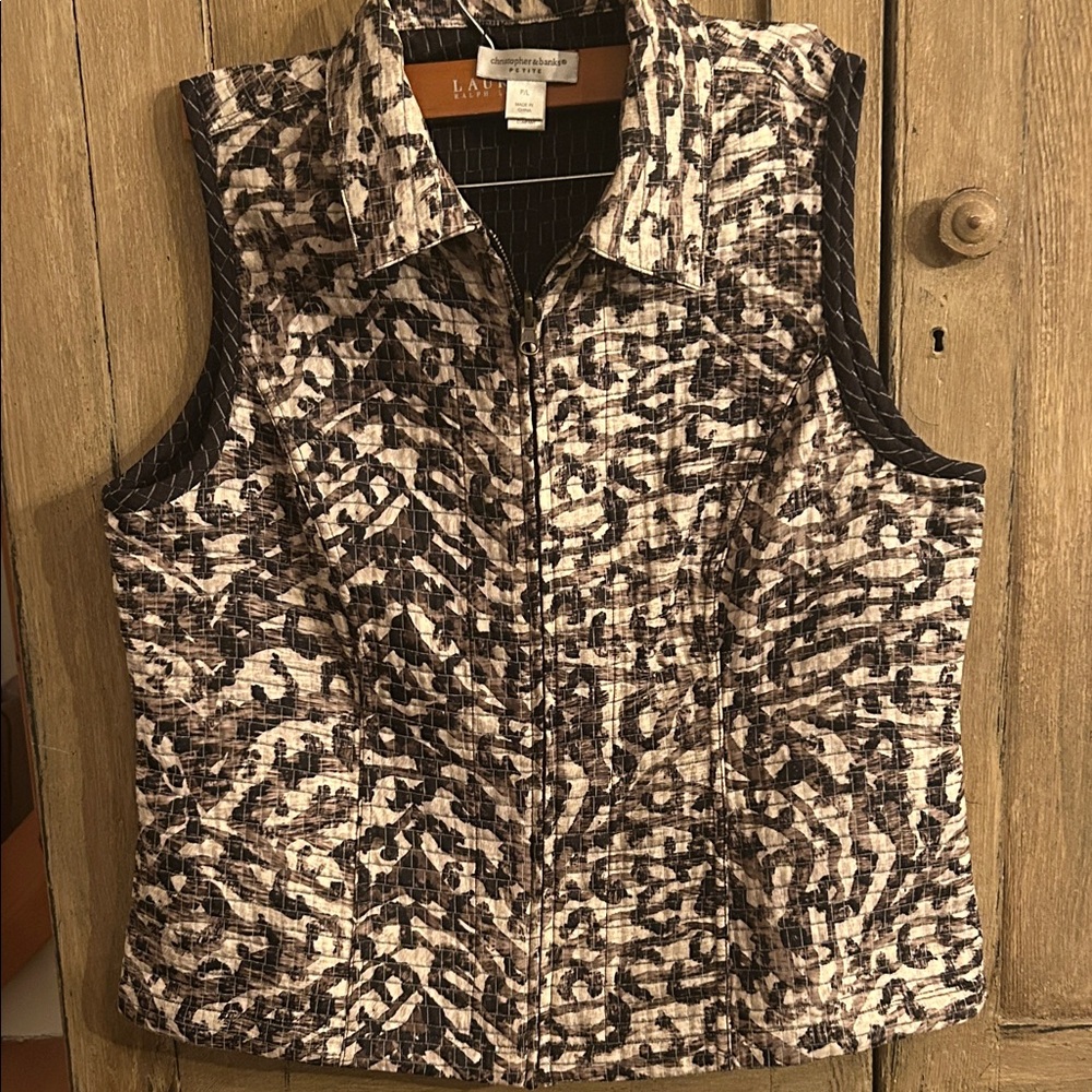 Christopher Banks Black and Cream Sleeveless vest size Petite Large
